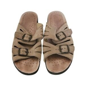 Fly Flot Sandals Women EU 39 US 7.5 Beige Buckle Adjustable Comfort Slide